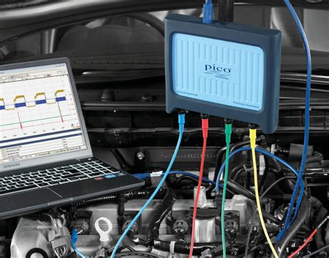 automotive oscilloscope setup.